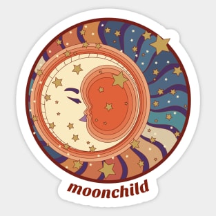 Moon Child - Retro Moon and Stars Sticker